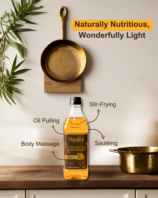 Cold Pressed White Sesame Oil (Wood Pressed Chekku Til Oil) 1L