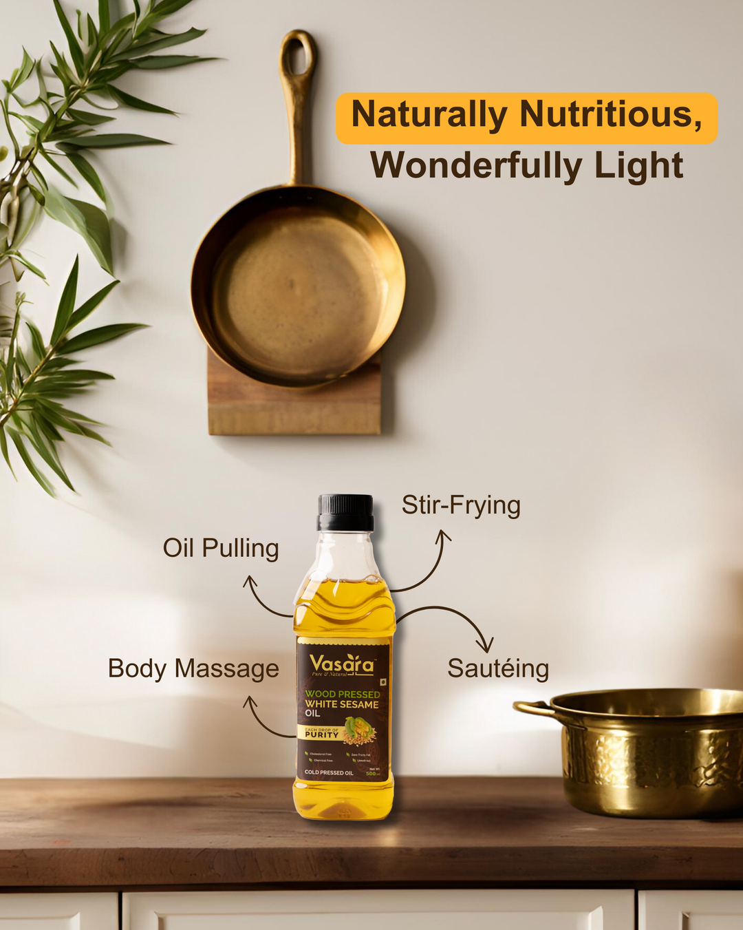 Cold Pressed White Sesame Oil (Wood Pressed Chekku Til Oil) 500 ml