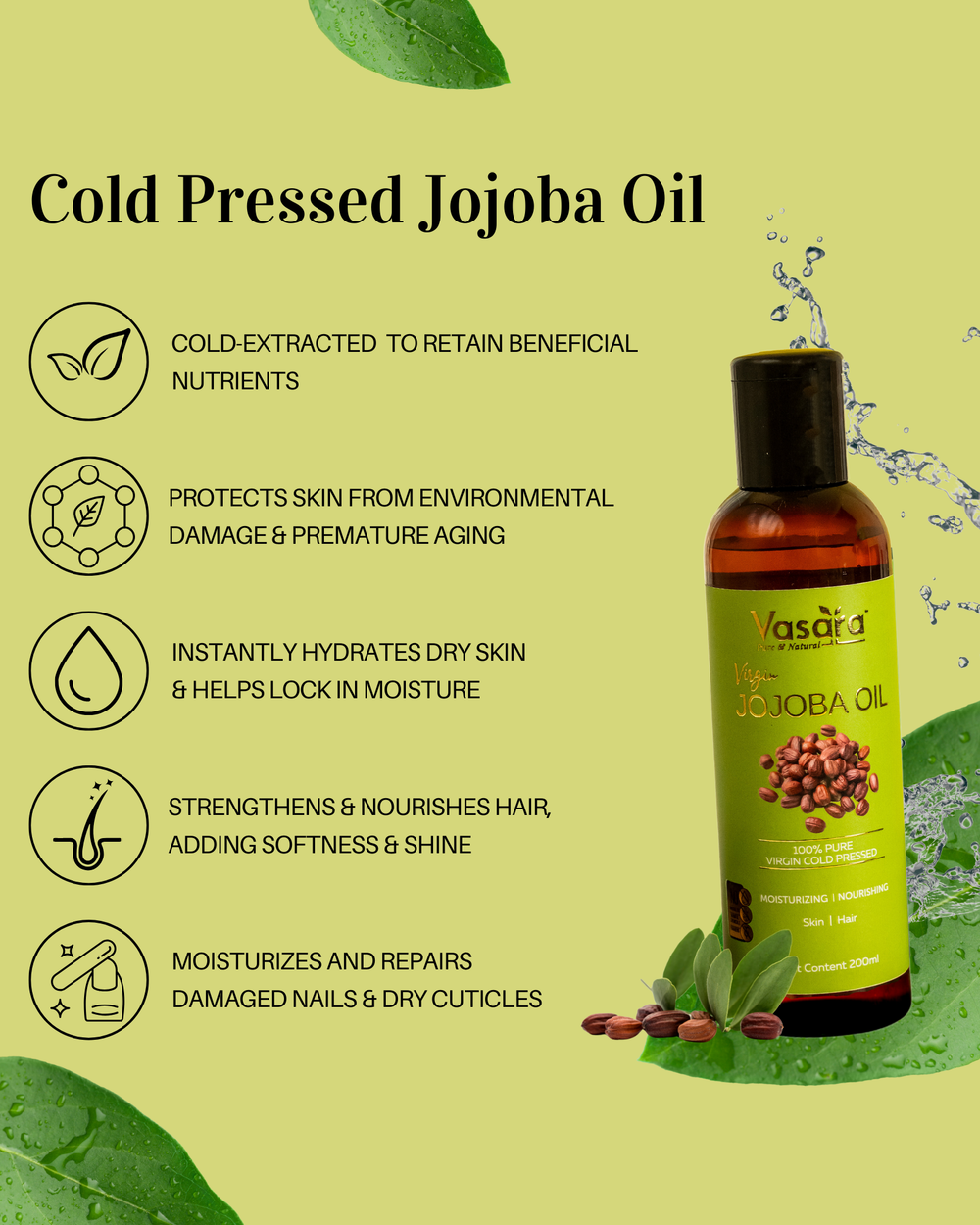 Cold Pressed Jojoba Oil, 200ml