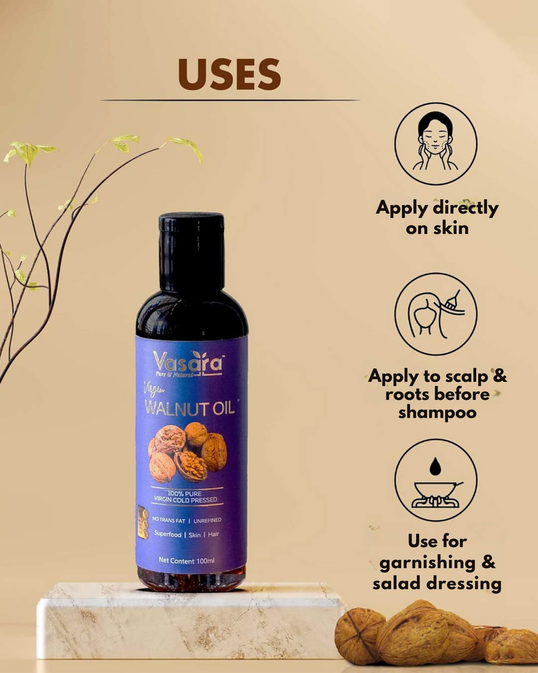 Cold Pressed Walnut Oil (Akhrot ka Tel) 100ml