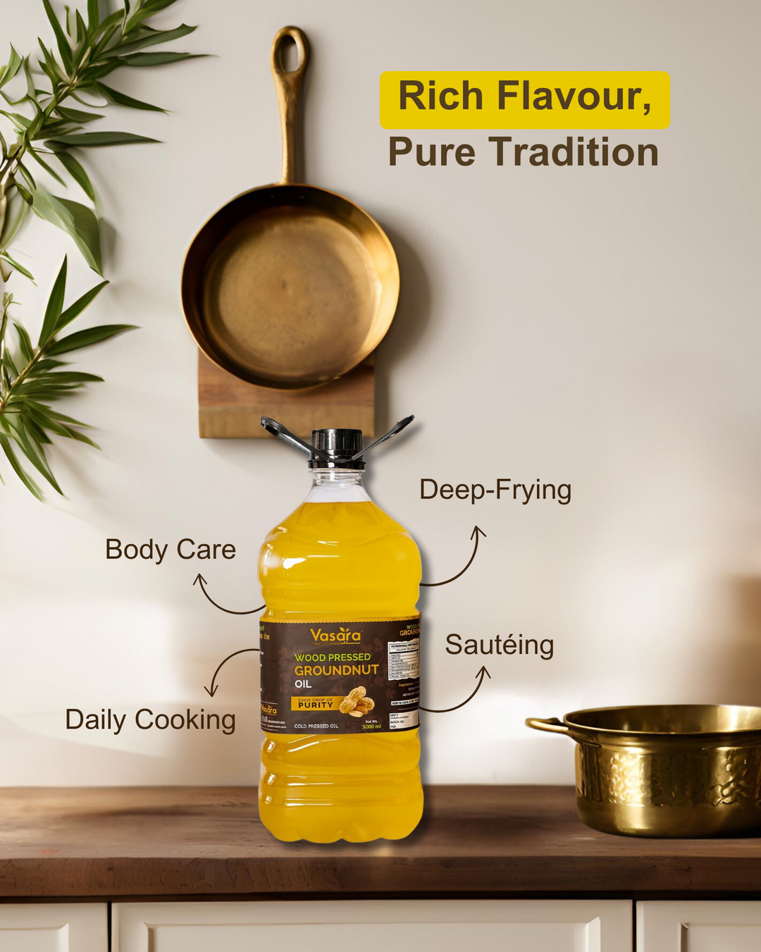 Wood Pressed Groundnut Oil (Cold Pressed) 5L