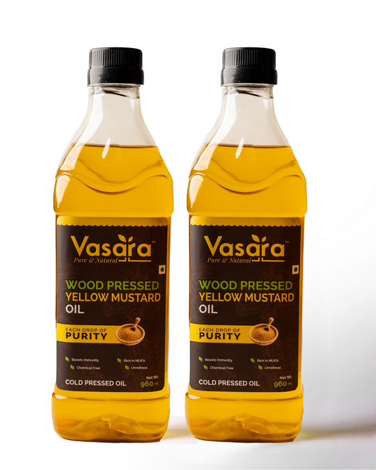 Cold Pressed Yellow Mustard Oil Combo ( Pure Kachi Ghani / Wooden Chekku Oil) 2L